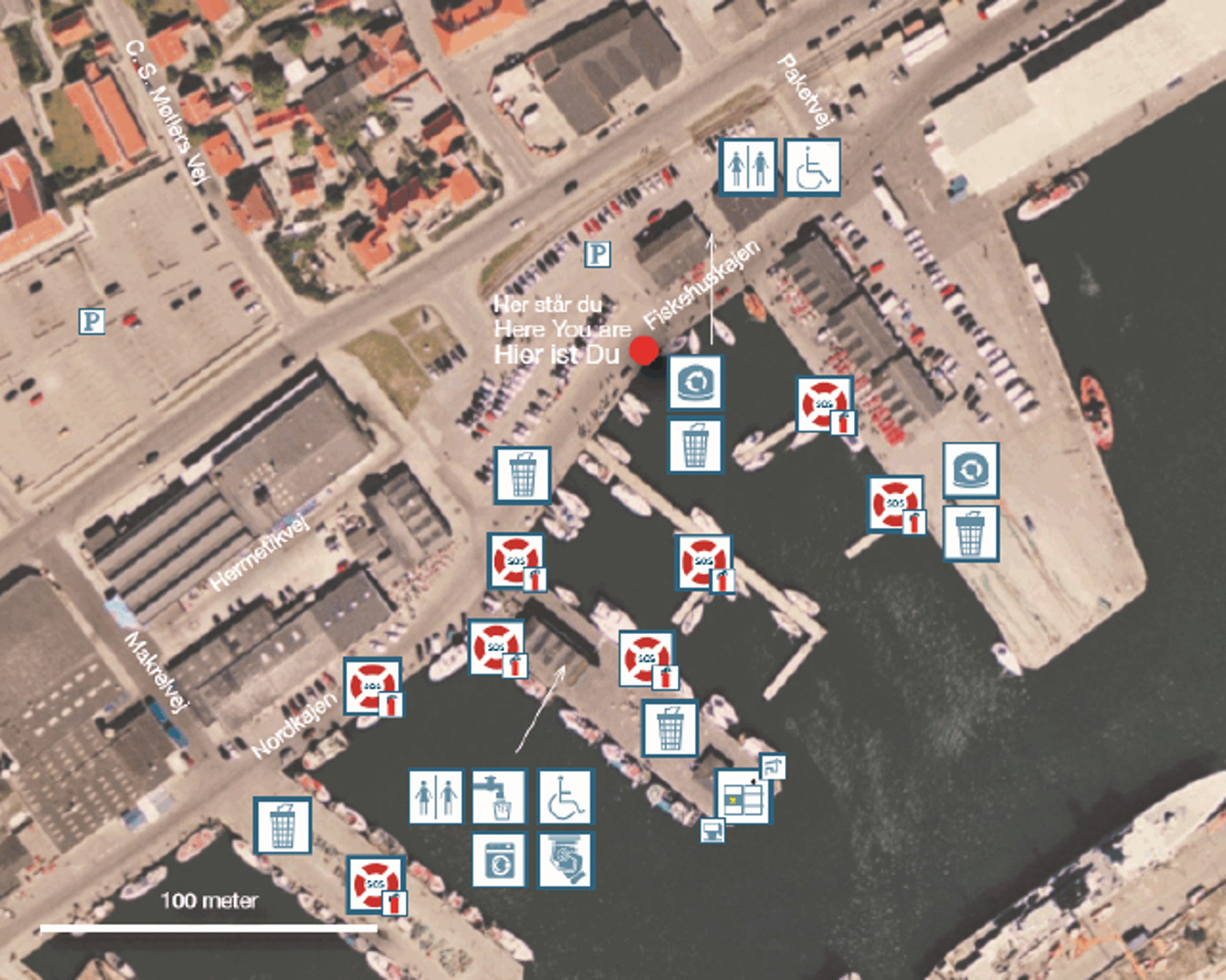 Oversigt over de faciliteter som findes på Skagen Lystbådehavn