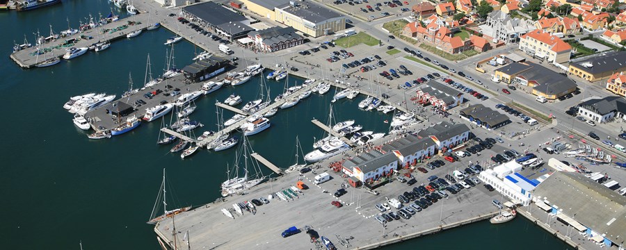 Billedet viser et Luftfoto af Skagen Havn