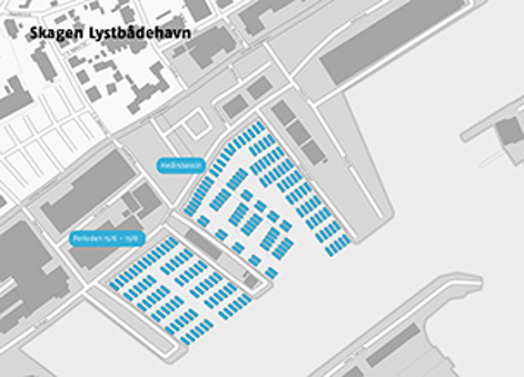 Kort over Liggepladser i Skagen Lystbådehavn